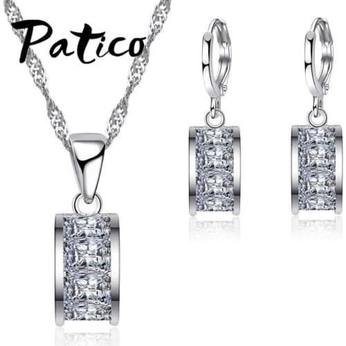 Novel Cubic Zirconia Channel Setting 925 Sterling Silver for Women Wedding Necklace/Earrings Jewelry Sets Wholesale