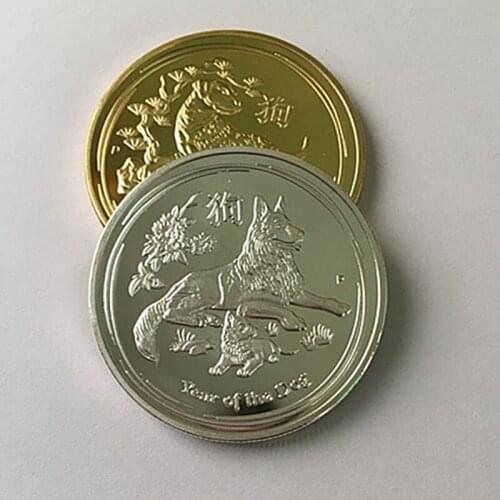 10 pcs The 2018 Chinese Zodiac animal dog 40 mm silver and gold plated Elizabeth brand new souvenir coin