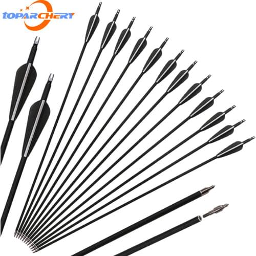 RU stock 12/24 pcs Carbon Arrows 31.5inch Hunting and Target Practice Arrows for Compound /Recuve Bow