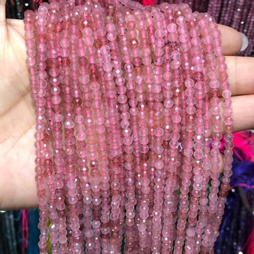 2/3/4mm Natural Faceted A+ Pink Tourmaline Stone Beads Loose Spacer Beads For Jewelry Making Accessories Diy Earings Bracelets