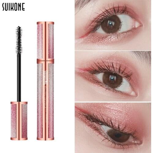 4D Black Eyelash Mascara Bling Pink Starry Sky Silk Fiber Lash Mascara Waterproof Extension Dense Thick Lengthening Eye Lashes