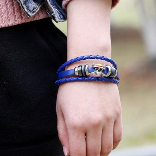 Anime Peripheral Leather Bracelet One Piece Straw Hat Skull The Golden Merry Bracelet Retro Leather Bracelet