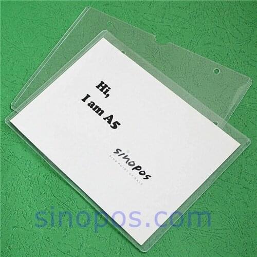 Large Vinyl Pouch With Hanging Holes, A5 A4 A3 sign holder PVC envelope poster hanger POP sleeve price card pocket menu cover