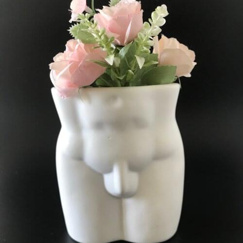 Flowerpot Cement Vase Home Decoration Pot Mould Men Body Resin Plaster Craft Chocolate Candle Fondant Cake Baking Silicone Mold