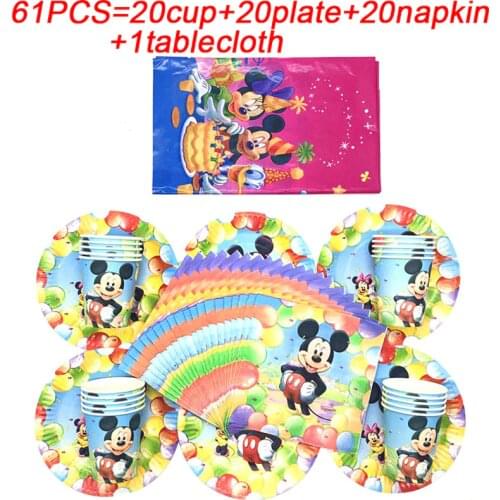 Disney Mickey Mouse Tablecloth Favor Kids Birthday Party Decoration Supplies Mickey Paper Cup Plate Napkin Baby Shower Party Set