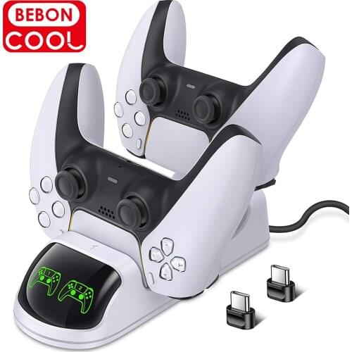 Dual Fast Charger for PS5 Wireless Controller USB & 2 Type-C Charging Cradle Dock Station for Sony PlayStation5 Joystick Gamepad
