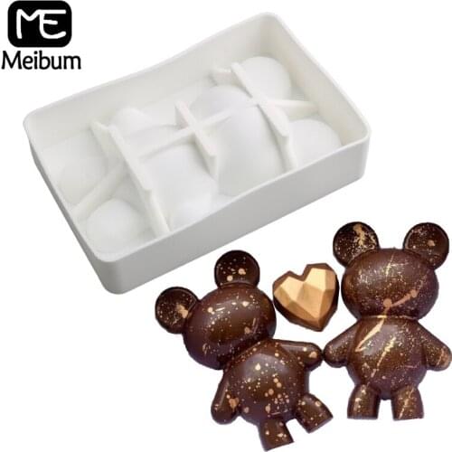 Food Grade Chocolate Mould Cute Bear Design Silicone Cake Molds Party Dessert Mousse Pan Pastry Baking Tools Kitchen Bakeware
