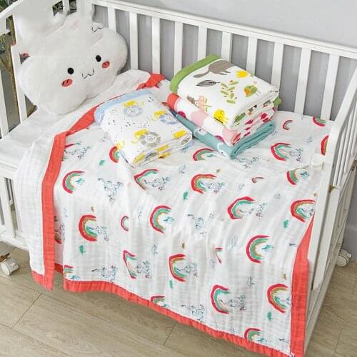 Cotton Muslin Baby Blanket 6Gauze Infant Toddler Bath Towel Rainbow Stroller Cover Play Mat Newborn Big Diaper Swaddle Wrap