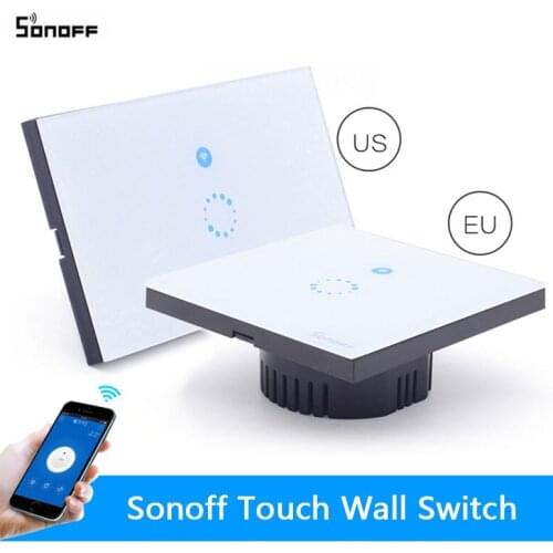 Itead Sonoff Touch Switch, EU/ US Standard 1gang 1 way Crystal Glass Wall Touch Switch,Remote control light switch For Smart Hom