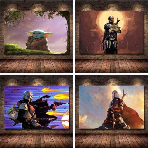 Canvas Painting Poster American Classic Popular Drama Science Fiction Tv Series The Mandalorian Art Pictures Living Room Decor