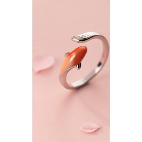 Cute Kawaii Fish Adjustable Rings for Women Teen Girls 925 Sterling Silver Finger Bands Korean Fashion Jewelry Dropshipping