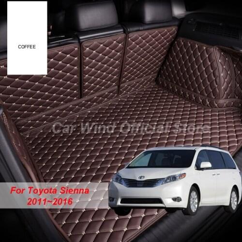 Leather Material Car Trunk Mats For Toyota Sienna 2011 2012 2013 2014 2015 2019 Cargo Liner Accessories