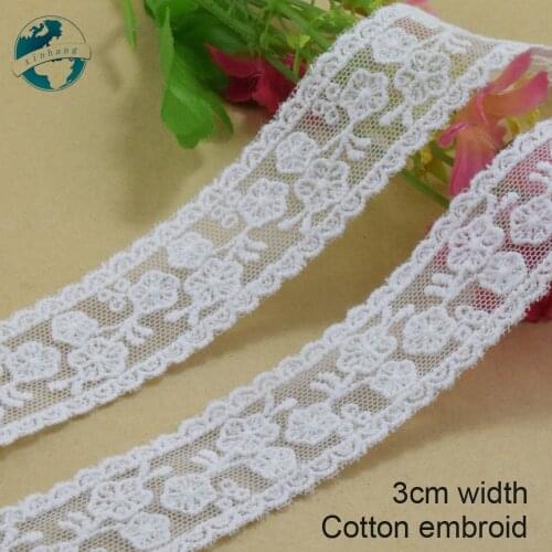 3cm wide polyester embroidery lace sewing ribbon guipure trim wedding decoration DIY dolls colthes Accessories lace edge#4027