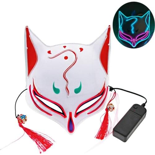 Hot Carnival Masquerade Fox Luminous The Mask Japanese Style Anime Facial Masks Halloween Easter Cospaly Dating Adult Party Mask