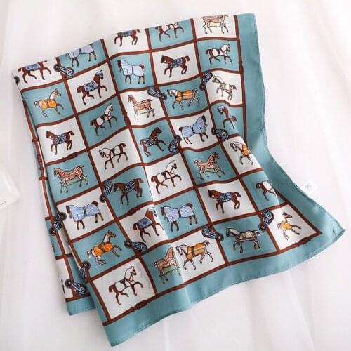 KOI LEAPING Hot sale New womens French sunshade clothing decorative small silk scarf horse pattern summer sunscreen small scarf