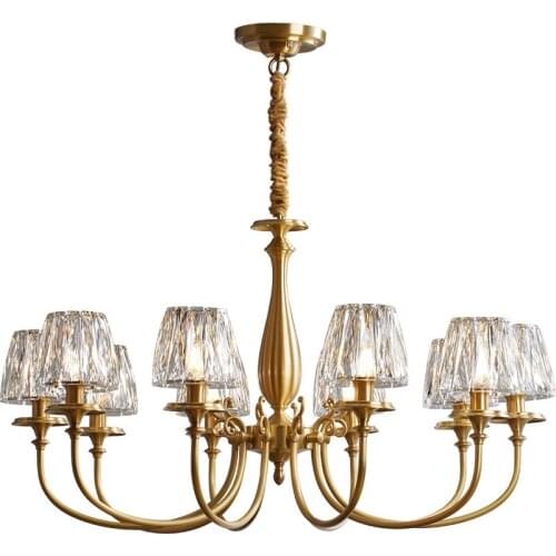 All copper postmodern light luxury crystal home living room dining room bedroom chandelier