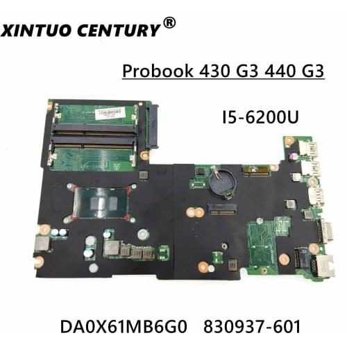 DA0X61MB6G0 Laptop motherboard For HP Probook 430 440 G3 I5-6200U Mainboard 830937-001 830937-601 Core SR2EY CPU