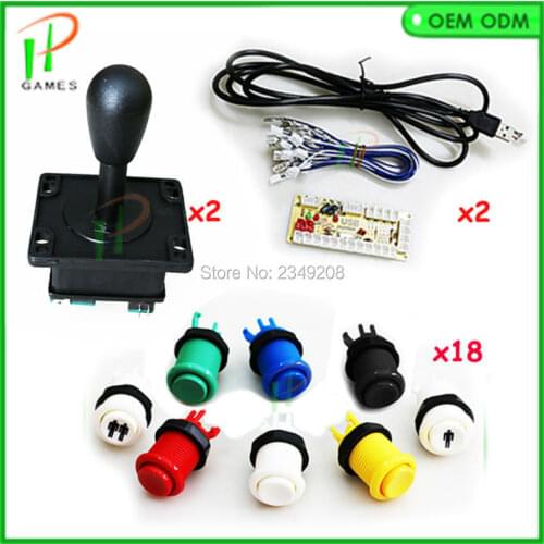 DIY Jamma Arcade Game kit for USB Zero Delay Encoder to PC with Arcade Joystick +Happy style Push Button+1P & 2P button