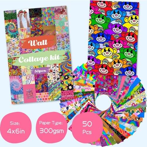 50Pcs Bright Aesthetic Picture for Wall Collage Kits Warm Color Dorm Poster Room Bedroom Decor for Women Art Prints