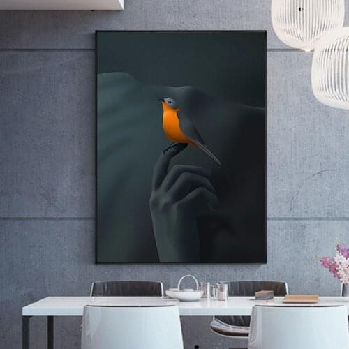 Black Hand Bird Canvas Painting Nordic Minimalist Wall Posters and Prints Abstract Living Room Home Decorative Canvas Picture