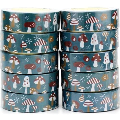 NEW 10pcs/Lot Decorative Cute Blue Mushrooms Washi Tapes Paper Scrapbooking Planner Adhesive Masking Tape Stationery