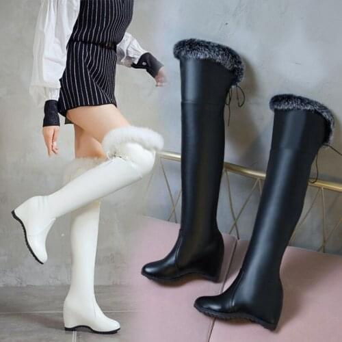 New Korean Version Rabbit Hair Inside High Boots Fashion Boots Women Over The Knee Boots X2-7