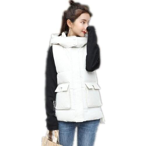 New Top Women Waistcoat 2018 Fashion Hooded Autumn Winter Women Short Vest With Pockets Loose Warm Plus Size 3XL Vest Mujer Q619