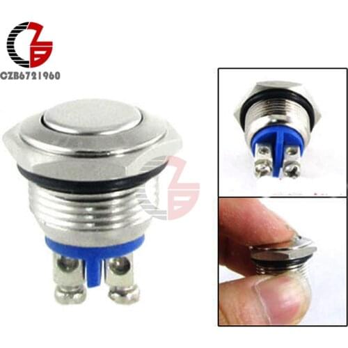Normally Open N.O. NO N/O 16mm Metal Round Momentary Push button Switch AC 250V 3A