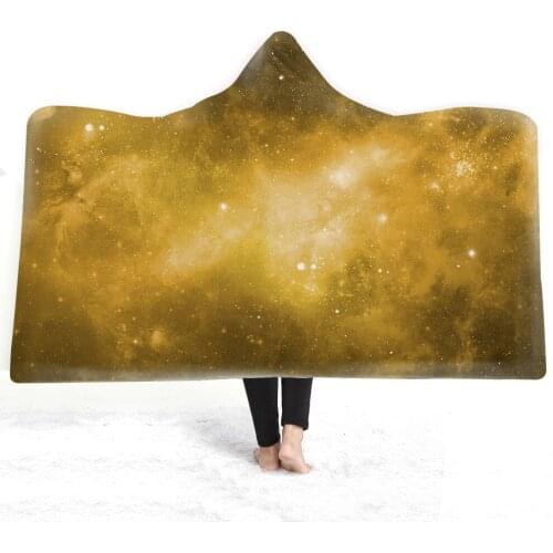 Hooded Blanket Cloak Magic Hat Blanket Thick Plush 3D Digital Printing Bright Night Sky Flannel Fluffy Throws Blanket