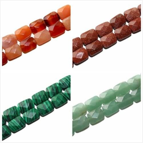 Faceted Natural Stone Agates Quartz Tiger Eye Beads Spacer Loose Beads For Jewelry Making DIY Bracelet Necklace Material 8*12mm