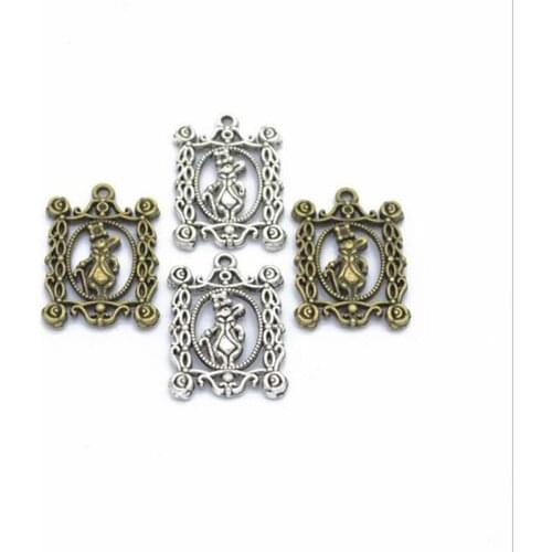 Wholesale 30 Pieces Antique Bronze /Antique Silver Plating Alloy Rabbit Charm Pendant For Bracelets Jewelry Making