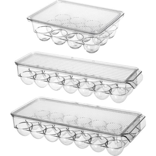 Transparent 12/14/21 Grids Refrigerator Egg Holder Box with Lid Kitchen Freshness Separated Storage Food Savers Tray Egg