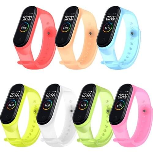 Translucent Strap For Mi Band 5 6 Strap Original Bracelet Silicone Strap for Xiaomi Mi Band 4 3 5 6 Correa Wristband Pulseira