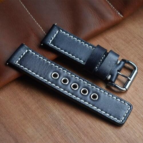 Watchband Genuine Leather Watch Strap 20mm 22mm 24mm Stainless Silver Gold Buckle Wrist Replacement Strap Belt Bracelet for Men