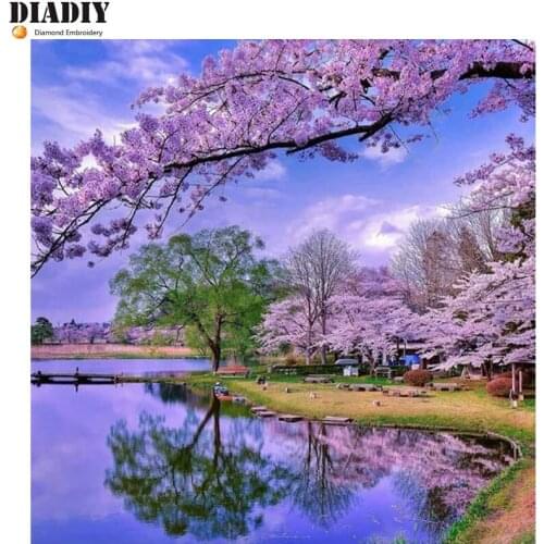 Diy Diamond mosaic pattern Rhinestone Pasted Full 3d Diamond Painting Cross Stitch icon Diamond Embroidery scenery lake picture