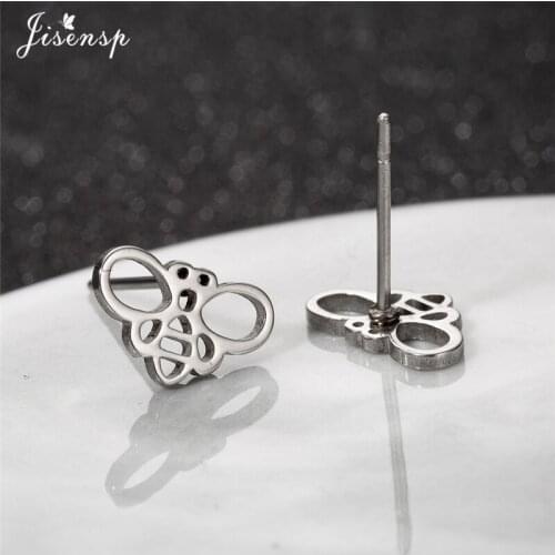 Jisensp Stainless Steel Cute Honey Bee Earrings Fashion Insect Stud Earrings for Women Honey Cartoon Creative Animal Earring