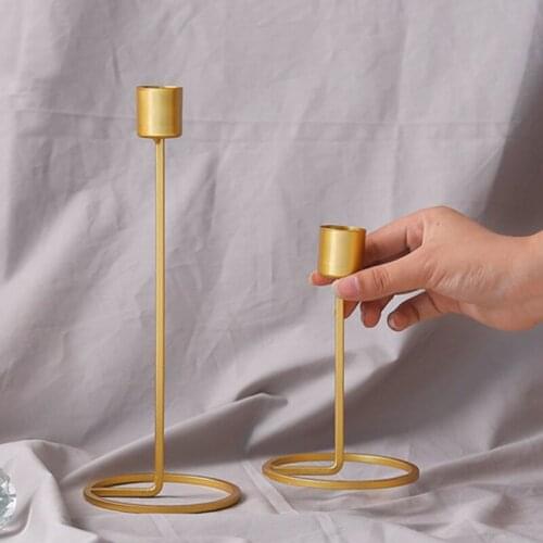 Modern Iron Candle Holder Candlestick Wedding Party Banquet Decor - Gold, L