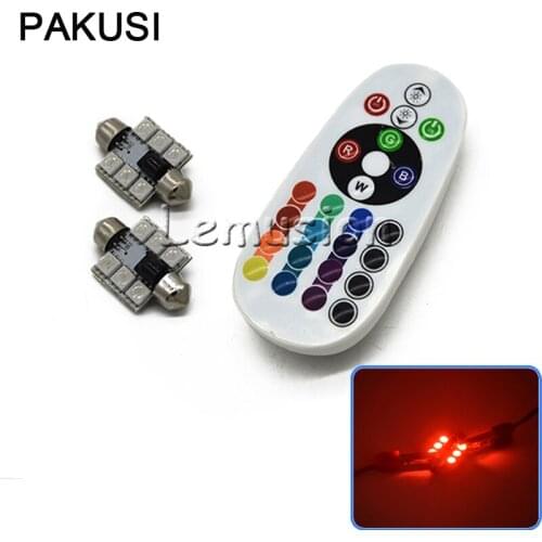 PAKUSI Car LED Interior Light RGB Reading Lamp For Hyundai i30 Opel Lada for universal car accessories 6SMD 5050 36mm Double Tip