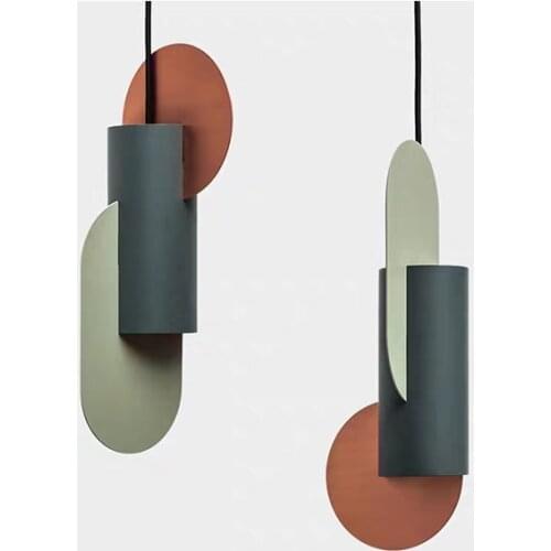 Led Nordic creative pendant light lamp bedroom green cylindrical hanglamp bedside home deocor bar restaurant lighting fixtures
