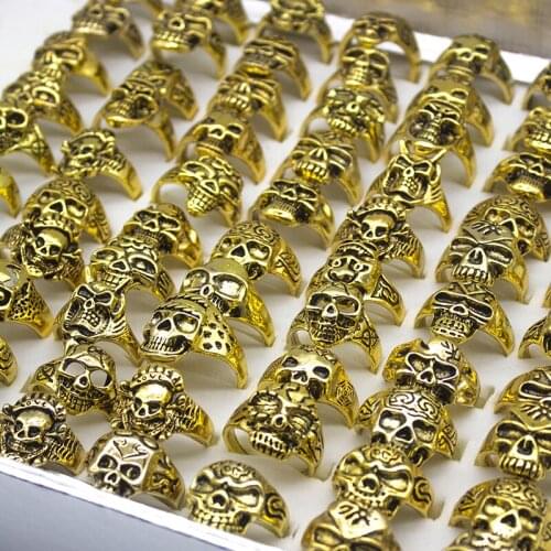20 Pieces Vintage Skull Rings For Women Metal Zine Alloy Punk Small Skeleton Couple Rings Engagement Ring Men Jewelry