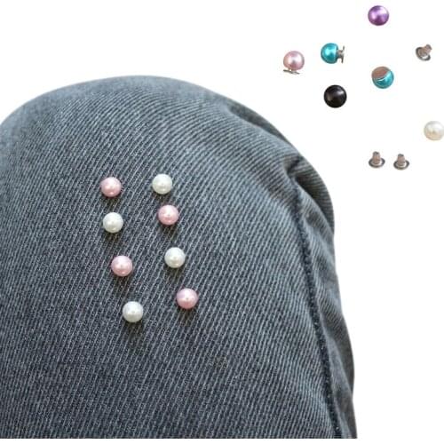 200Sets 6MM Color Imitation Pearl Rivets Studs DIY Garment Leather Shoes Accessories Beads Spikes Wedding Decor Rivets Pearls
