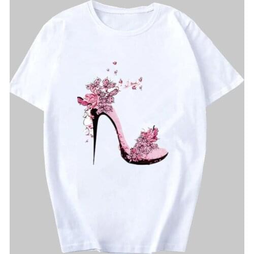 Women 2020 Summer Short Sleeve Floral Shoe Fashion Lady T-shirts Top T Shirt Ladies Womens Graphic Female Tee T-Shirt