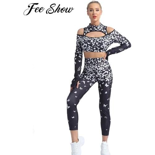 Womens Sportswear Yoga Sets Fitness Workout Gym Clothes Hollow Out Running Pads Sport Top and Yoga Leggings Jogging Sports Suit