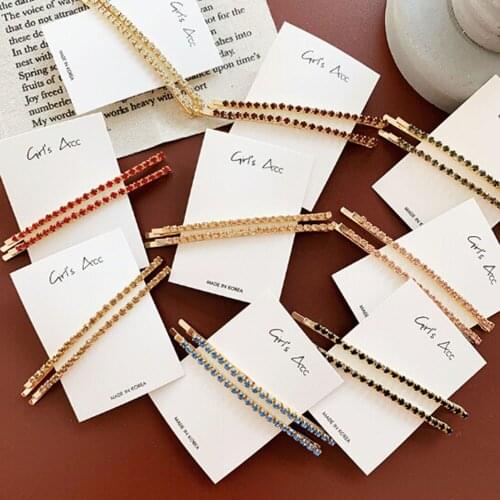 Korea Fashion Solid Color Crystal Hairpins Hair Accessories for Women Shiny Rhinestones Hair Clips Hairgrip Long Barrettes