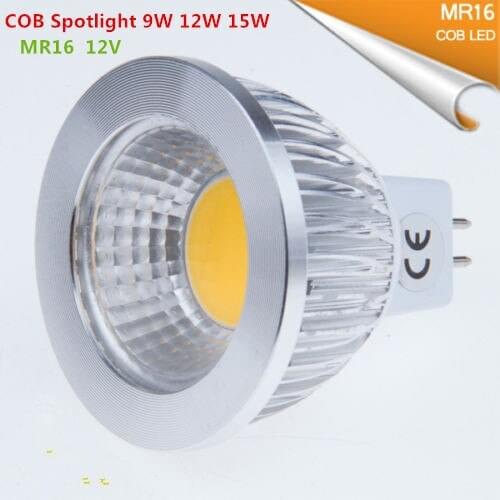 10pcs Super Bright LED MR16 COB 9W 12W 15W LED Bulb Lamp MR16 12V Warm White Pure Cold White led BULB LIGHTING