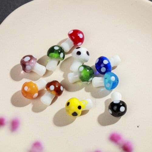 150pcs/lot Lampwork Mushroom Glass Spacer Loose Beads Charm Findings 10*13MM