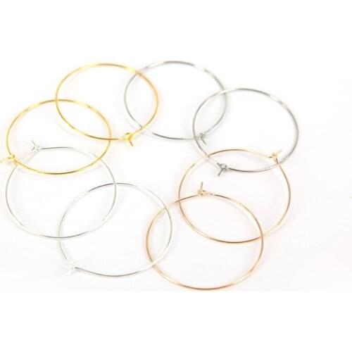 20pc /lot 25 35mm Silver KC Gold Hoops Earrings Big Circle Ear Wire Hoops Earrings Wires for DIY Jewelry Making Supplies