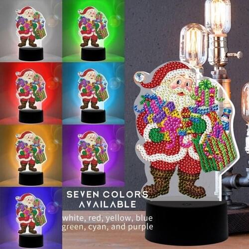 2020 Diamond Painting Light DIY LED 5D Diamond Painting Modeling Lamp Gifts Embroidery Lamp Santa Claus Snowman Christmas Decor