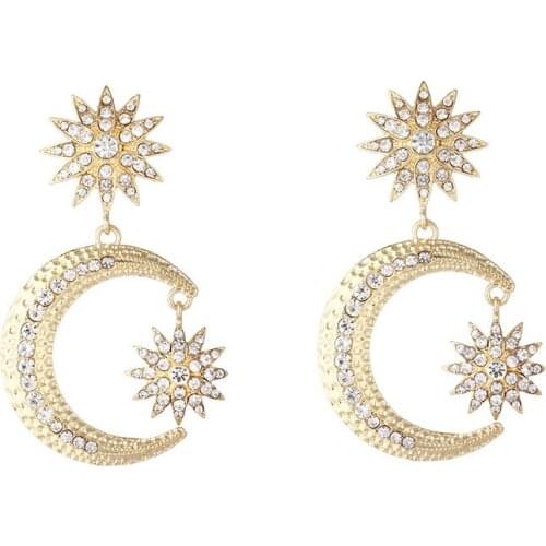 2021 new fashion womens simple earrings stars moon alloy temperament wild earrings