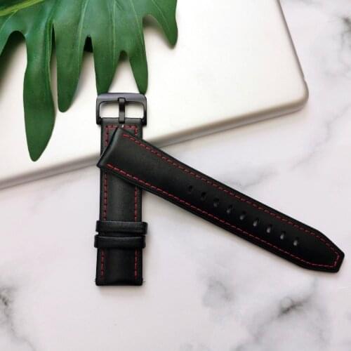 22mm Leather Watch band For Samsung Galaxy Watch 46mm Gear S3 Huawei GT2 Amazfit GTR 47mm Retro Dark Brown New Band Strap